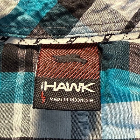 Boys Tony Hawk Blue Plaid Button Down Short Sleeve Shirt Size Large / 7 - Picture 5 of 5